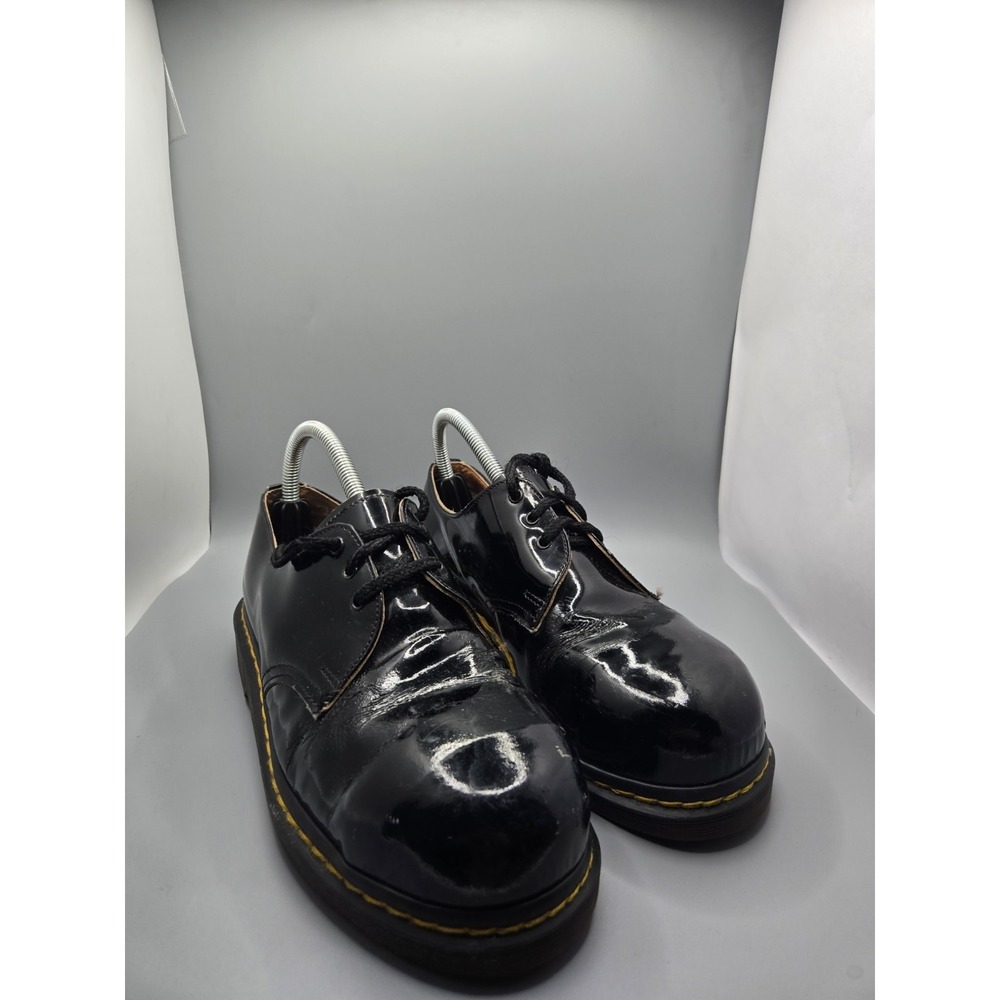 Dr. Martens 1461 Black Patent Leather 3-Eye Lace Up Plain Toe Oxford Womens 8